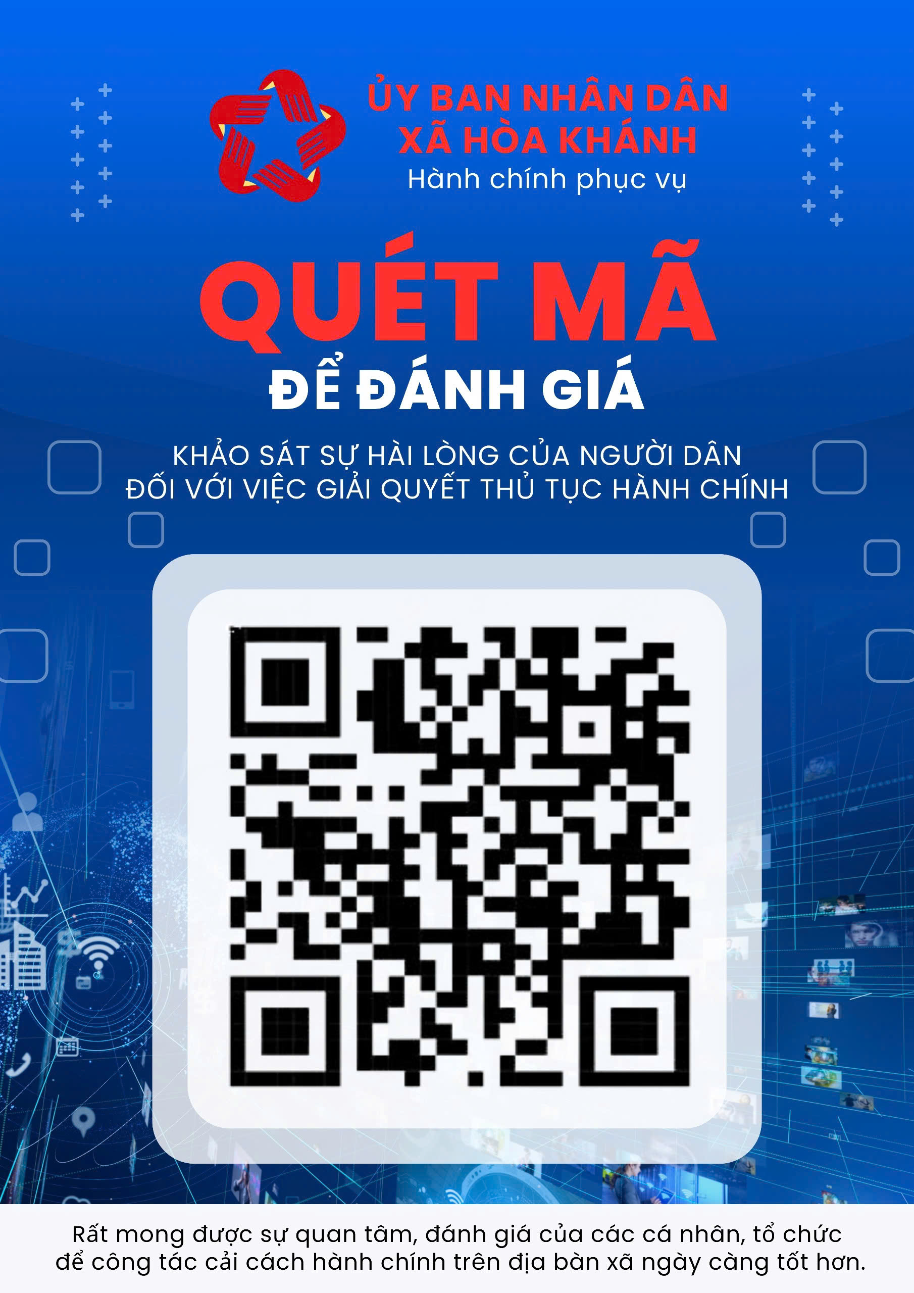 XÃ HÒA KHÁNH TRIỂN KHAI ÁP DỤNG HỆ THỐNG ĐÁNH GIÁ SỰ HÀI LÒNG CỦA NGƯỜI DÂN, TỔ CHỨC KHI THỰC HIỆN THỦ TỤC HÀNH CHÍNH TẠI BỘ PHẬN TIẾP NHẬN VÀ TRẢ KẾT QUẢ