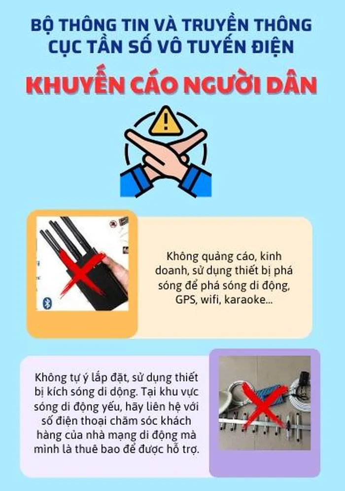 Người dân tuyệt đối không quảng cáo, kinh doanh, sử dụng thiết bị vô tuyến điện bất hợp pháp 